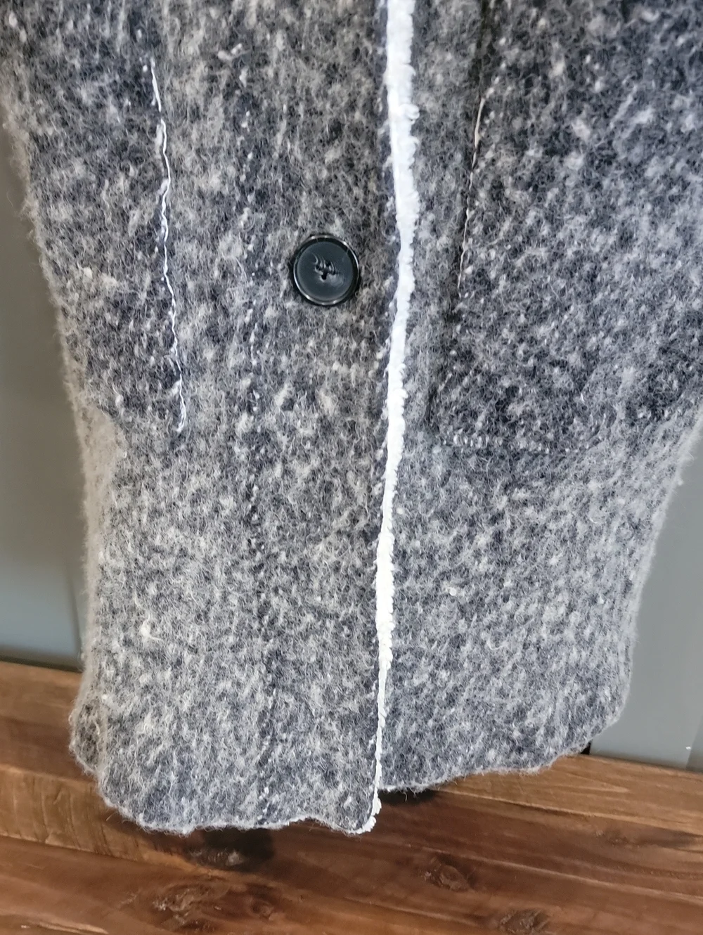 Lucky Brand Marled Wool Coat with Sherpa Trim